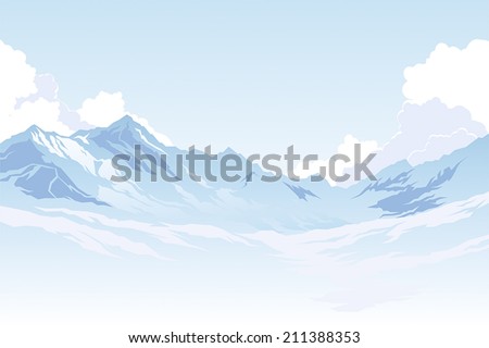 Mountains in the background of the sky with clouds