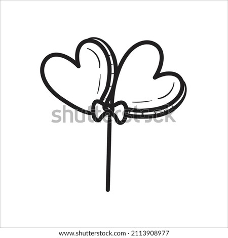 hand drawn heart shaped balloons with ribbon, doodle icon