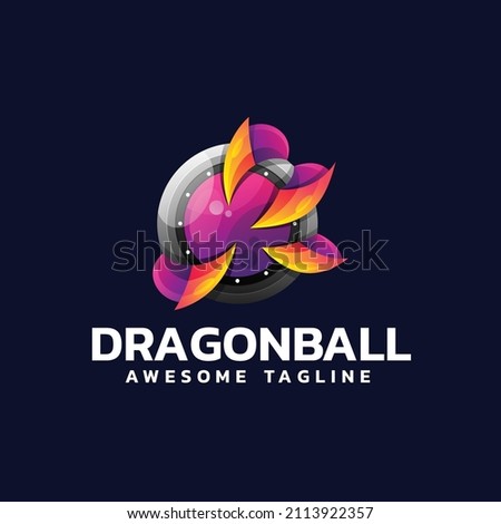 Vector Logo Illustration Dragonball Gradient Colorful Style.