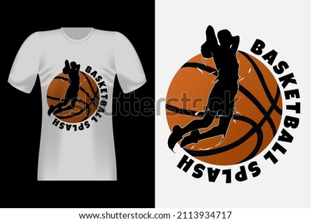 Basketball Splash Silhouette Vintage T-Shirt Design