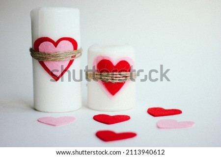 Decoration Candles on a white wood background