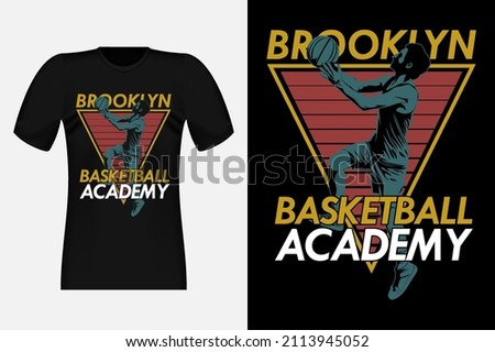 Brooklyn Basketball Academy Silhouette Vintage T-Shirt Design