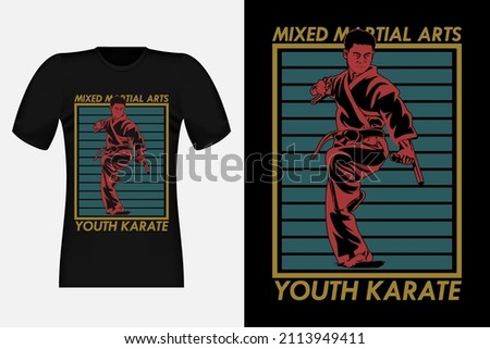 Mixed Martial Arts Youth Karate Silhouette Vintage T-Shirt Design
