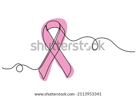 single line hand drawn continuous ribbon cancer