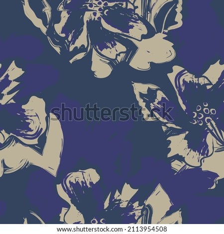 Floral brush strokes seamless pattern design for fashion textiles, graphics, backgrounds and crafts