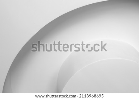 Abstract minimal architecture fragment, white round decoration detail. Architectural photo background
