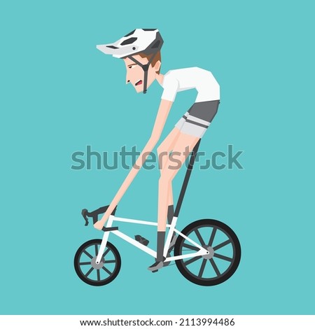 A fantasy illustration of a cyclist with asymmetric body and bike
