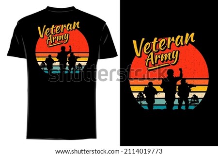 Veteran army silhouette t shirt mockup retro vintage
