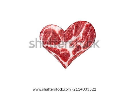 Meat heart isolated on white background