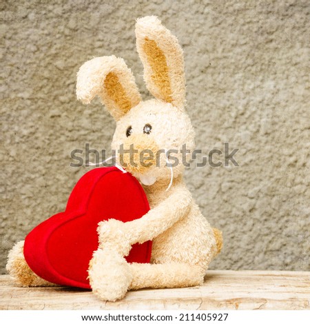 Valentines Day bunny rabbit with red heart