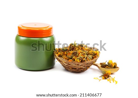 Spa collection and herbs isolated on white background.