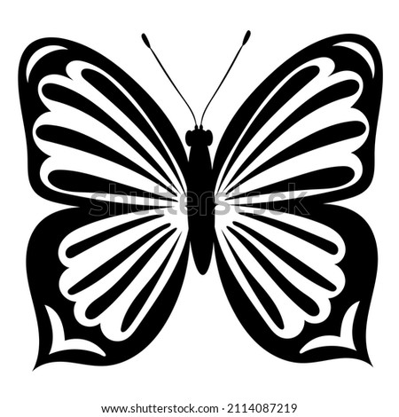 butterfly black and white silhouette, on a white background