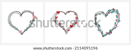 Set of hearts for the holidays, birthday, valentine's day, wedding.  In textiles for T-shirt