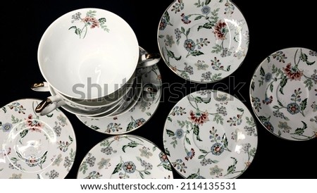 Gift painted set of tea set for relaxing in a cafe, restaurant or at home, tea drinking from porcelain utensils