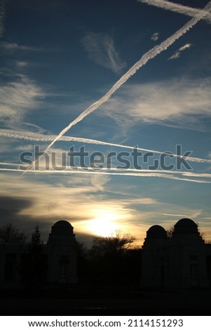 Sunset and beautiful sky from Central Cemetery of Vienna