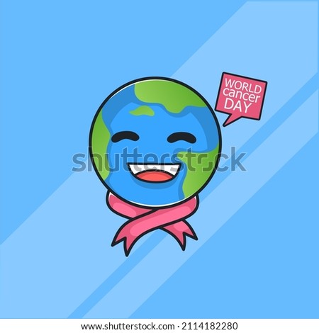 
world cancer day poster design cheerful cute earth illustration big day and health concept