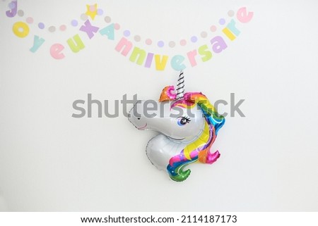 Happy birthday in french Inflatable unicorn birthday decoration