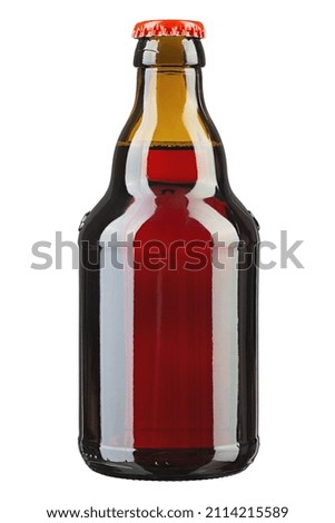 Closed bottle of beer isolated on white. Alcoholic drink. File contains clipping path. 