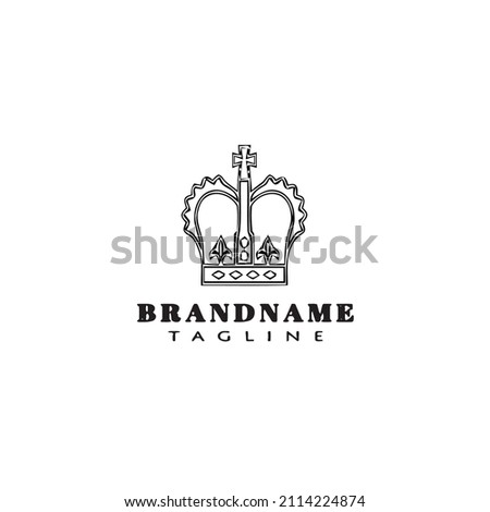 vintage crown logo cartoon icon template black modern isolated vector illustration