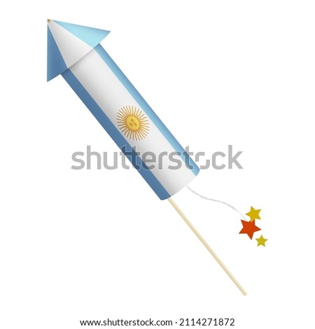 Festival firecracker in colors of national flag on white background. Argentina
