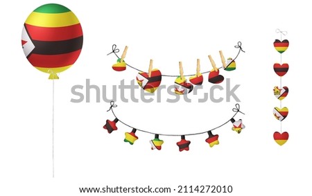 Festival set in colors of national flag. Clip art on white background. Zimbabwe