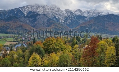Beautiful autumn view of the Polish Tatra Mountains