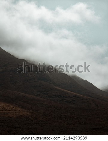 Fuerteventura volcanic mountain dark and misty landscape