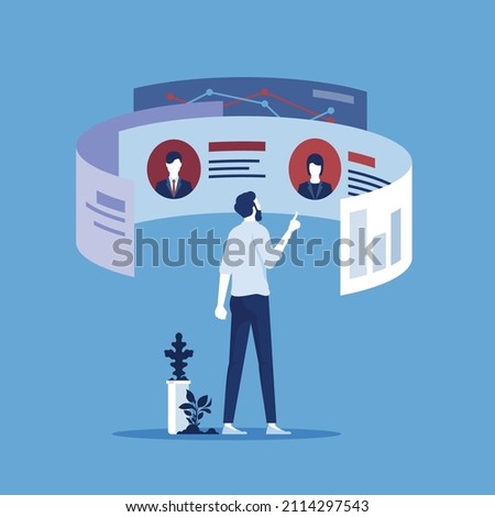 Business HR and technology concept. Human resources manager uses virtual screen technology hiring employee for job Royalty-Free Stock Photo #2114297543