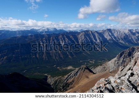 Kananaskis valley view at the summit of Mount Hood in the Opal Range