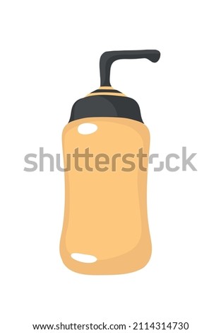 Gel or cream in a jar with a dispenser for a hotel bathroom or home spa. Cozy relaxing spa home. Vector isolated colorful element. 