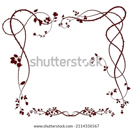 frame weaving plant flowers and thorns. doodle sketch vector stock