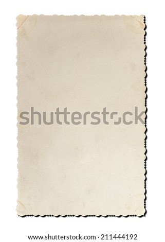 vintage photo card isolated on white background. empty picture frame