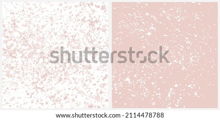 Set of 2 Abstract Style Vector Layouts. Splatters and Stains on a Light Blush Pink and White Background. Pastel Color Irregular Splashes Print.