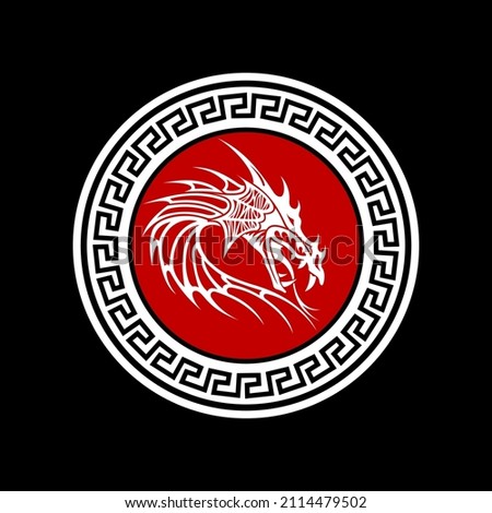 dragon head vector with red circle