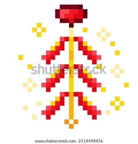 Cracker pixel art. Vector illustration. Chinese New Year.