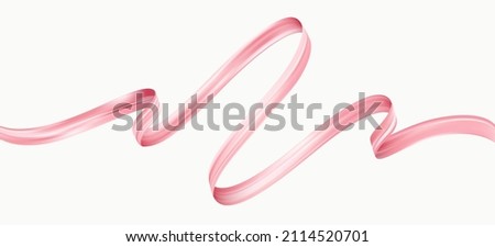Pink 3d ribbon isolated on white. Vector illustration.