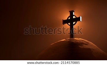 This is a simple picture of the cross, Lord of Glory Jesus, in the sunset lighting. It is very beautiful for meditation and prayer, in 4K quality.