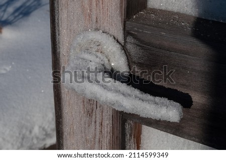 Frost on the door handle. Stop covid19.