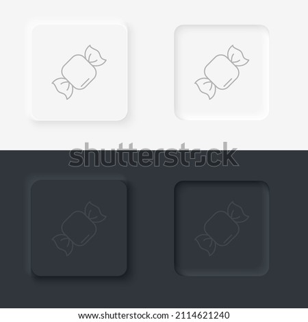 Neumorphic style food and drink vector icon. Candy vector line icon