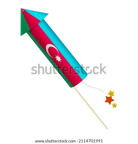 Festival firecracker in colors of national flag on white background. Azerbaijan