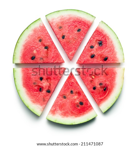 sliced watermelon on white background Royalty-Free Stock Photo #211471087