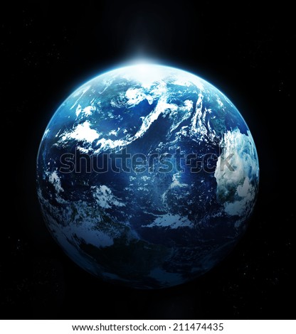 Planet earth with sun rising from space-original image from NASA Royalty-Free Stock Photo #211474435