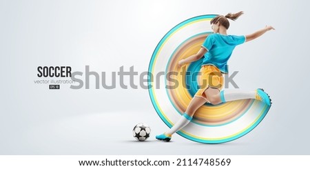 football soccer player woman in action isolated white background. Vector illustration