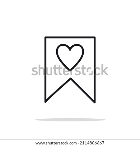 Bookmark icon with heart, flat minimalist design eps 10