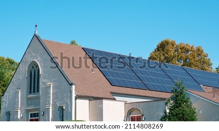 Church with Roof solar panels Needham MA USA