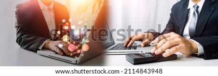 Social media and digital online concept, man using smart phone with Social media. The concept of living on vacation and playing social media. Social Distancing ,Working From Home concept.