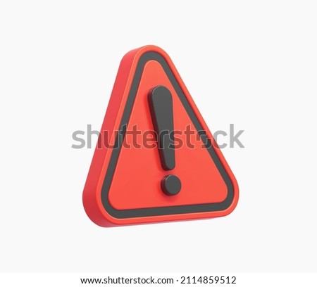 3d Realistic Red triangle warning sign vector illustration.