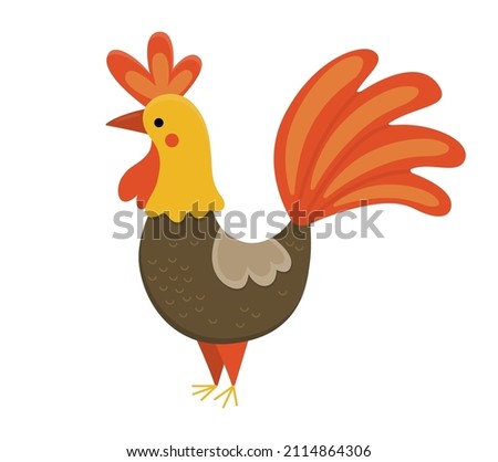 Vector rooster icon. Cute cartoon cockerel illustration for kids. Farm bird isolated on white background. Colorful flat animal picture for children
 Royalty-Free Stock Photo #2114864306