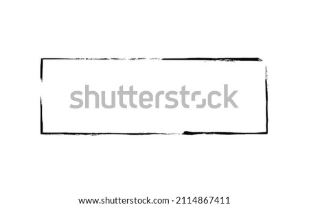 Ink rectangle stamp. Grunge empty black frame. Square border. Rubber stamp imprint. Vector illustration isolated on white background. Royalty-Free Stock Photo #2114867411