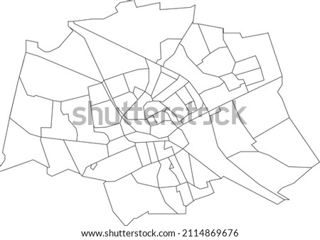 White flat blank vector administrative map of GRONINGEN, NETHERLANDS with black border lines of its neighborhoods